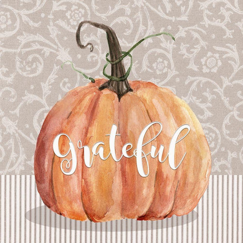 Grateful Pumpkin Black Modern Wood Framed Art Print by Finn, Livi