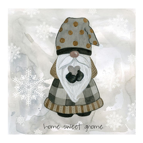 Home Sweet Gnome Black Ornate Wood Framed Art Print with Double Matting by Finn, Livi