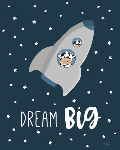 Cow in Space I White Modern Wood Framed Art Print with Double Matting by Carpentieri, Natalie