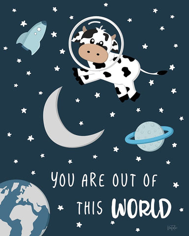 Cow in Space II Black Modern Wood Framed Art Print by Carpentieri, Natalie