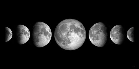 Lunar Phases Black Modern Wood Framed Art Print by Santiago, Daniela