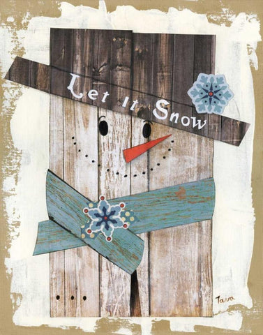 Let It Snow Black Ornate Wood Framed Art Print with Double Matting by Tava, Janet