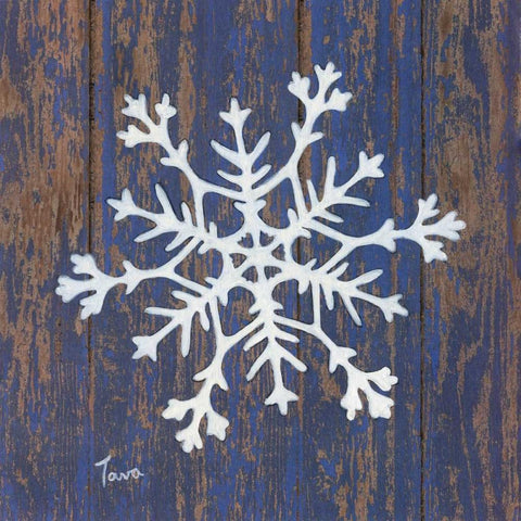 Stencil Snowflake White Modern Wood Framed Art Print by Tava, Janet