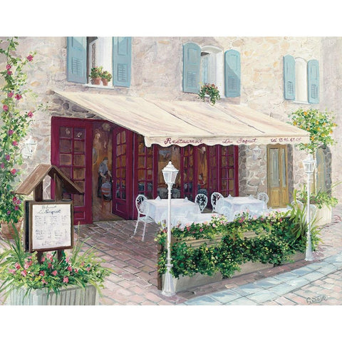 Le Restaurant Black Modern Wood Framed Art Print with Double Matting by Saxe, Carol