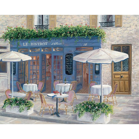 Le Bistrot White Modern Wood Framed Art Print by Saxe, Carol