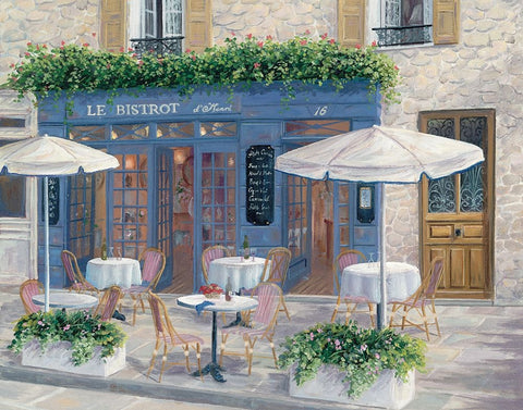 Le Bistrot White Modern Wood Framed Art Print with Double Matting by Saxe, Carol