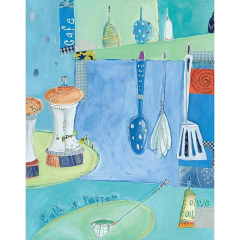 Kitchen Collage III White Modern Wood Framed Art Print by Pope, Kate and Elizabeth