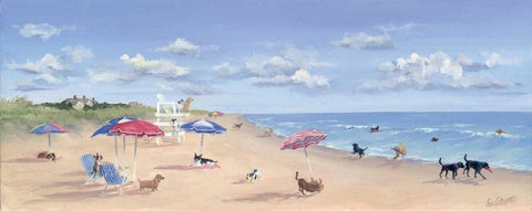 Beach Tails Black Ornate Wood Framed Art Print with Double Matting by Saxe, Carol