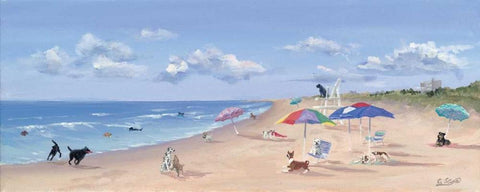 Dog Days White Modern Wood Framed Art Print with Double Matting by Saxe, Carol