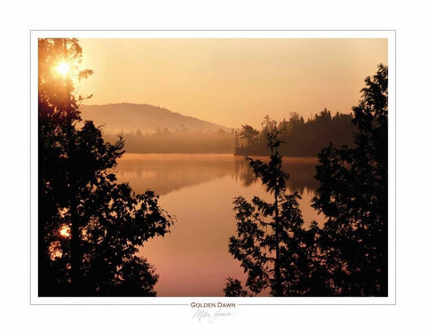 Golden Dawn White Modern Wood Framed Art Print with Double Matting by Jones, Mike