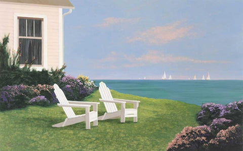 Summer Breezes White Modern Wood Framed Art Print with Double Matting by Seslar, Lin