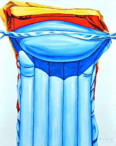 Peak-A-Boo White Modern Wood Framed Art Print with Double Matting by Segrest, Jane