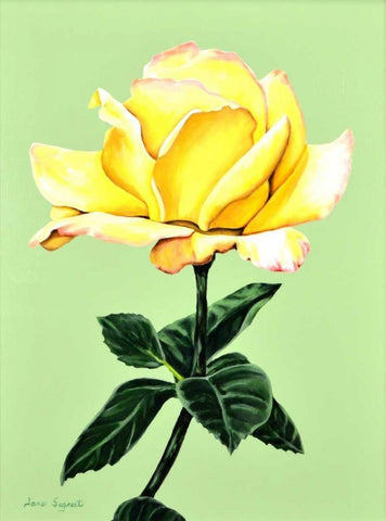 Yellow Rose Black Ornate Wood Framed Art Print with Double Matting by Segrest, Jane