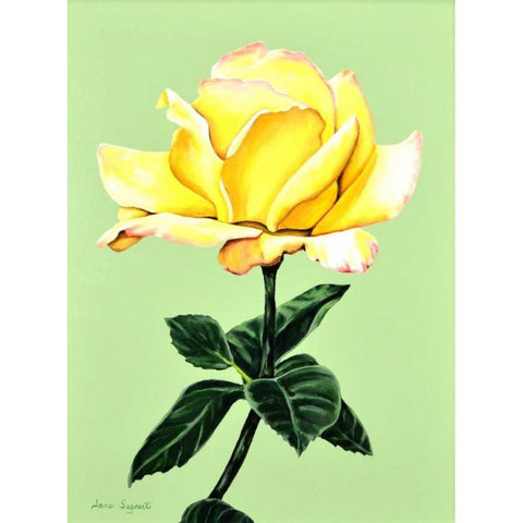 Yellow Rose Gold Ornate Wood Framed Art Print with Double Matting by Segrest, Jane