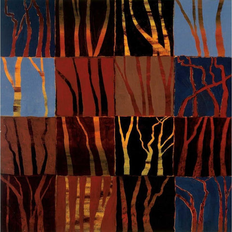 Red Trees I Black Modern Wood Framed Art Print with Double Matting by Altschuler, Gail