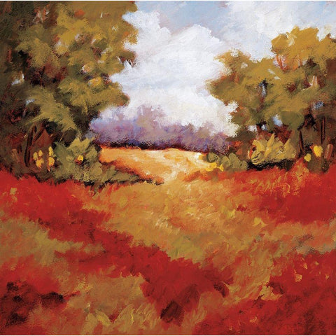 Scarlet Fields II Gold Ornate Wood Framed Art Print with Double Matting by Baynes, Maija
