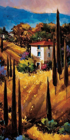 Hills Of Tuscany Black Ornate Wood Framed Art Print with Double Matting by OToole, Nancy