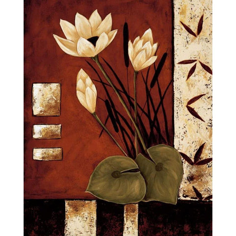 Lotus Silhouette I Gold Ornate Wood Framed Art Print with Double Matting by Sewell, Krista
