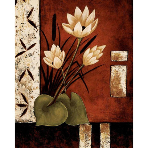 Lotus Silhouette II Gold Ornate Wood Framed Art Print with Double Matting by Sewell, Krista