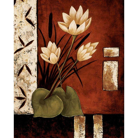 Lotus Silhouette II Black Modern Wood Framed Art Print with Double Matting by Sewell, Krista