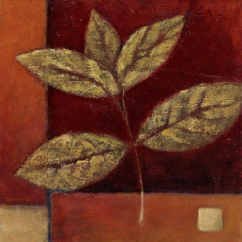 Crimson Leaf Study II White Modern Wood Framed Art Print by Salemink-Roos, Ursula