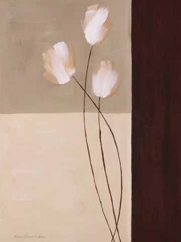 Floral Whispers I White Modern Wood Framed Art Print with Double Matting by Parker, Karen Lorena