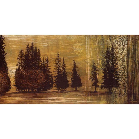 Forest Silhouettes I Gold Ornate Wood Framed Art Print with Double Matting by Thompson, Linda