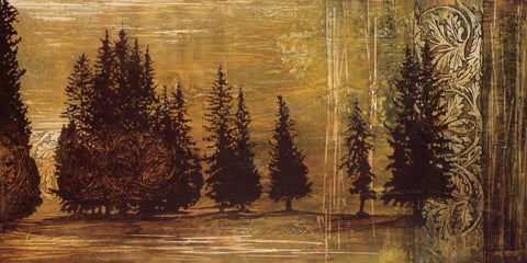 Forest Silhouettes I White Modern Wood Framed Art Print with Double Matting by Thompson, Linda