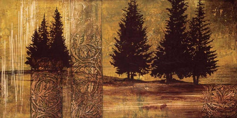 Forest Silhouettes II White Modern Wood Framed Art Print with Double Matting by Thompson, Linda