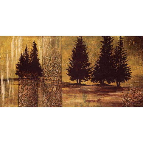 Forest Silhouettes II Black Modern Wood Framed Art Print by Thompson, Linda
