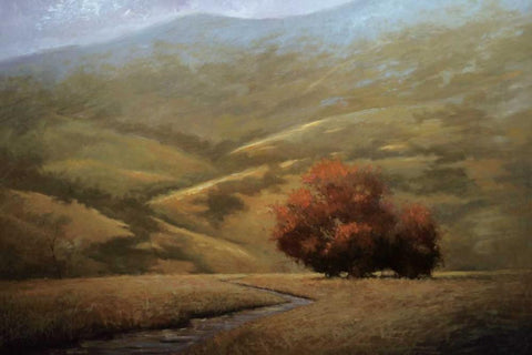 Dwindling Fall White Modern Wood Framed Art Print with Double Matting by Winegar, Simon