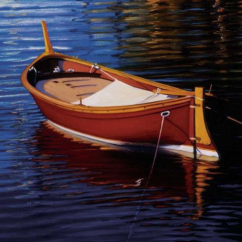 Piccolo Barca Rossa White Modern Wood Framed Art Print by Swimm, Tom