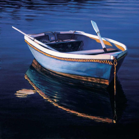 Harbor Glow White Modern Wood Framed Art Print by Swimm, Tom