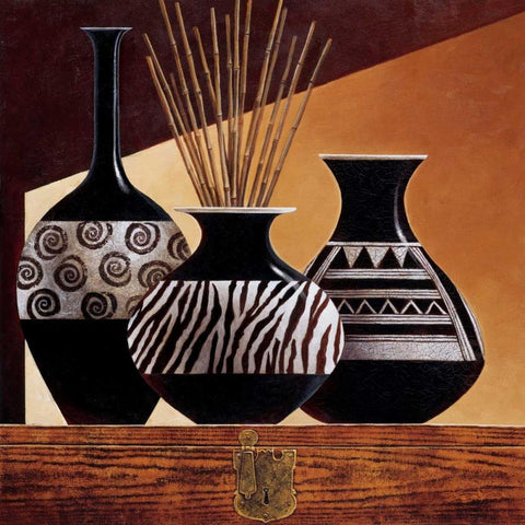 Patterns in Ebony I White Modern Wood Framed Art Print with Double Matting by Mallett, Keith