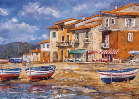 Waters Edge Black Ornate Wood Framed Art Print with Double Matting by Surridge, Malcolm