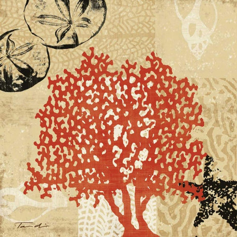 Coral Impressions IV Black Modern Wood Framed Art Print by Venter, Tandi