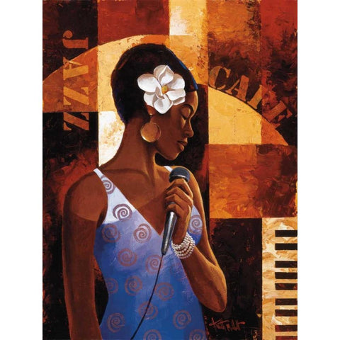 Jazz Cafe White Modern Wood Framed Art Print by Mallett, Keith