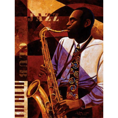 Jazz Club Black Modern Wood Framed Art Print with Double Matting by Mallett, Keith