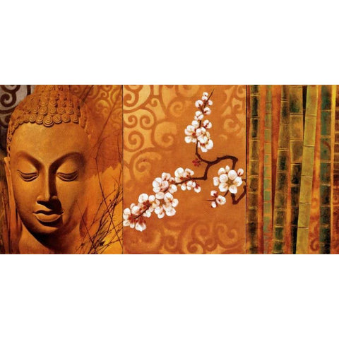 Buddha Panel I Black Modern Wood Framed Art Print with Double Matting by Mallett, Keith