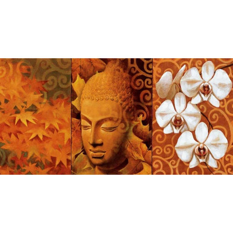 Buddha Panel II White Modern Wood Framed Art Print by Mallett, Keith