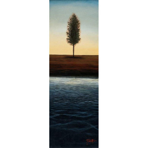 Across the Water I - Blue Landscape Gold Ornate Wood Framed Art Print with Double Matting by St.Germain, Patrick