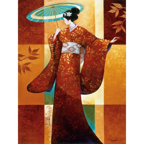 Misaki Black Modern Wood Framed Art Print with Double Matting by Mallett, Keith