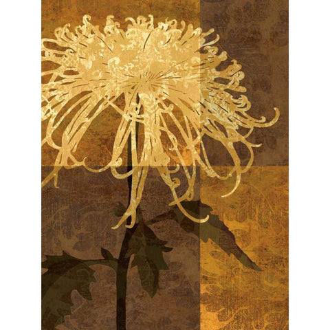 Golden Mums I White Modern Wood Framed Art Print by Mallett, Keith