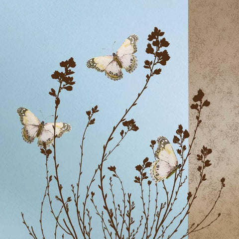 Butterflies Gold Ornate Wood Framed Art Print with Double Matting by Gold, Caroline