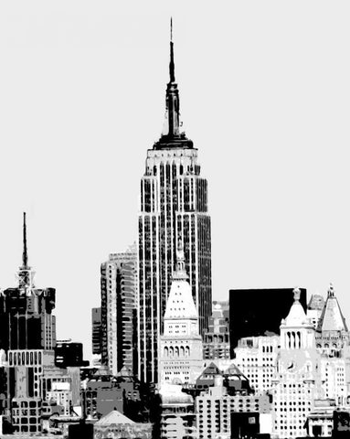 Vintage NY I White Modern Wood Framed Art Print with Double Matting by Maihara/Watt, Jeff/Boyce