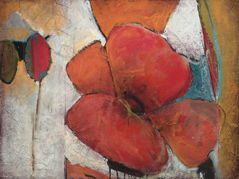 Full Blossom I White Modern Wood Framed Art Print with Double Matting by Li-Leger, Don