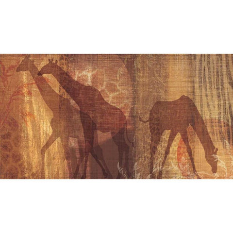 Safari Silhouette III Gold Ornate Wood Framed Art Print with Double Matting by Venter, Tandi