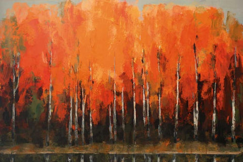 Birch Shoreline Black Ornate Wood Framed Art Print with Double Matting by Colbert , Peter