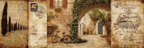 Tuscan Courtyard White Modern Wood Framed Art Print with Double Matting by Mallett, Keith