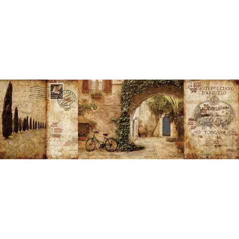 Tuscan Courtyard Gold Ornate Wood Framed Art Print with Double Matting by Mallett, Keith